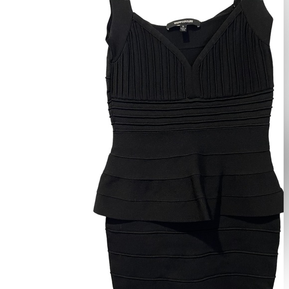 Black Body Con Peplum Dress Size Small - Picture 2 of 7